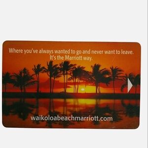 Marriott Hotel Resort Key Card Hotel Room Key Waikoloa Beach Big Island